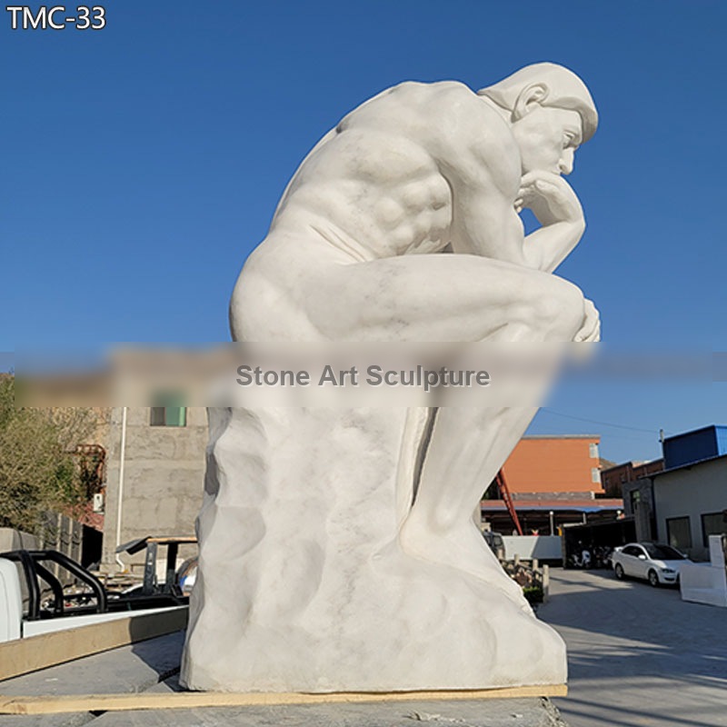 White Marble Famous The Thinker Statue for Sale TMC-33 detail image