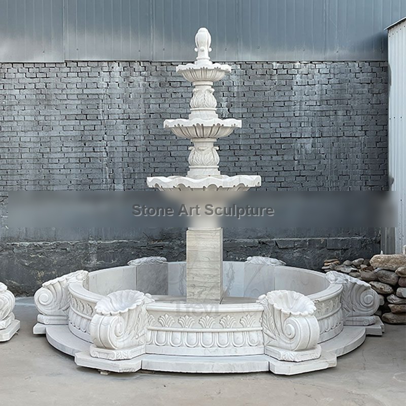 Outdoor White Marble Pineapple Water Fountain 3 Tiers to Buy MOKK-97 detail image