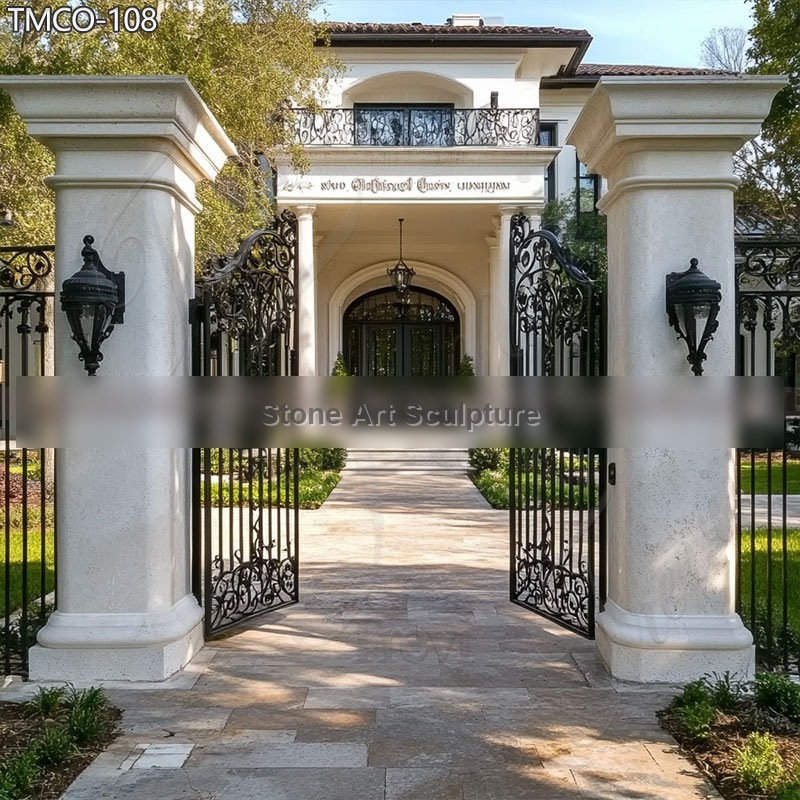 Exquisite Hand Carved Marble Gate Pillars detail image