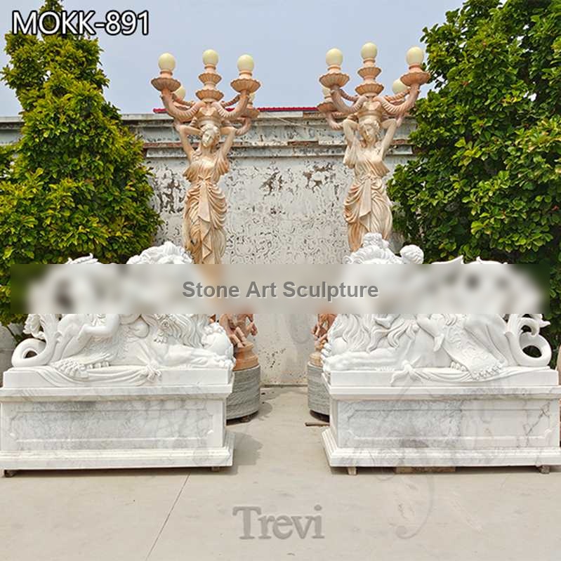 Garden Marble Lion Statues Art Decor for Sale MOKK-891