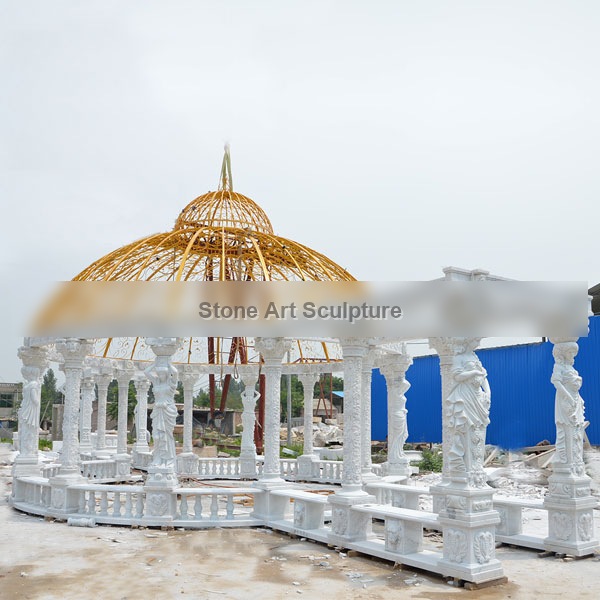 Large Pure White Marble Luxury Gazebo for British Customer TMG-13