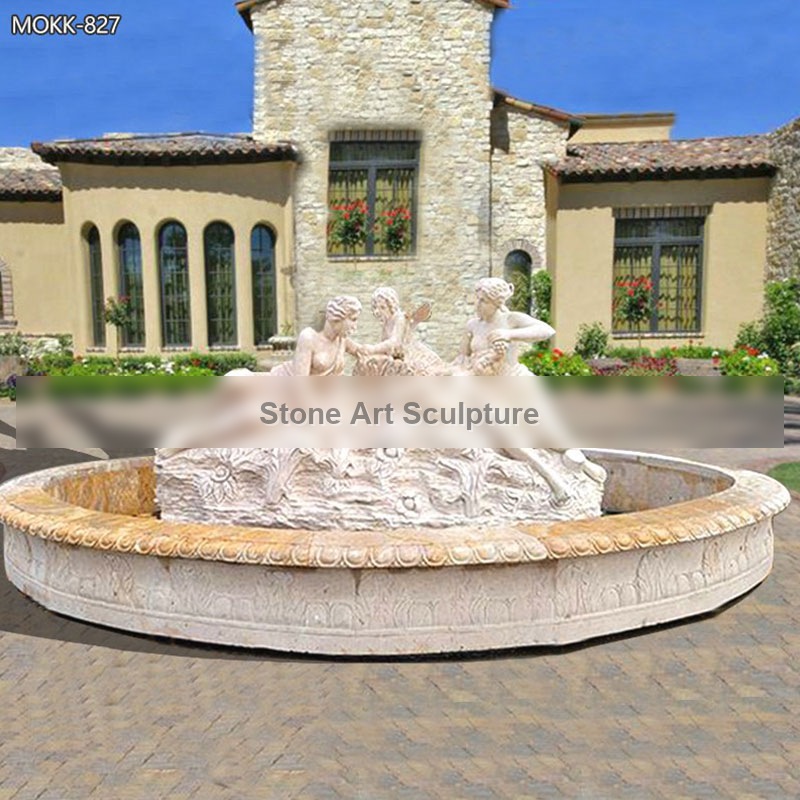 Woman Sculpture Beige Marble Outdoor Fountain for Sale MOKK-827
