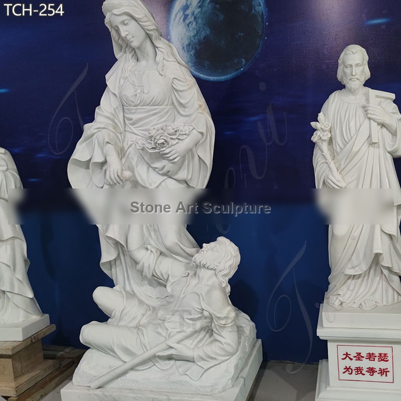 Marble St Elizabeth of Hungary Statue for Sale detail image