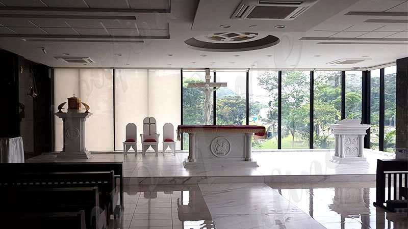 white marble church altar