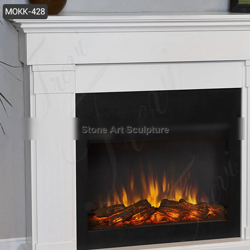 Hand Carved White Marble Fireplace Mantel Manufacturer MOKK-428 detail image