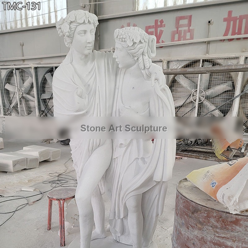 Bacchus and Ariadne Sculpture Marble Replica detail image