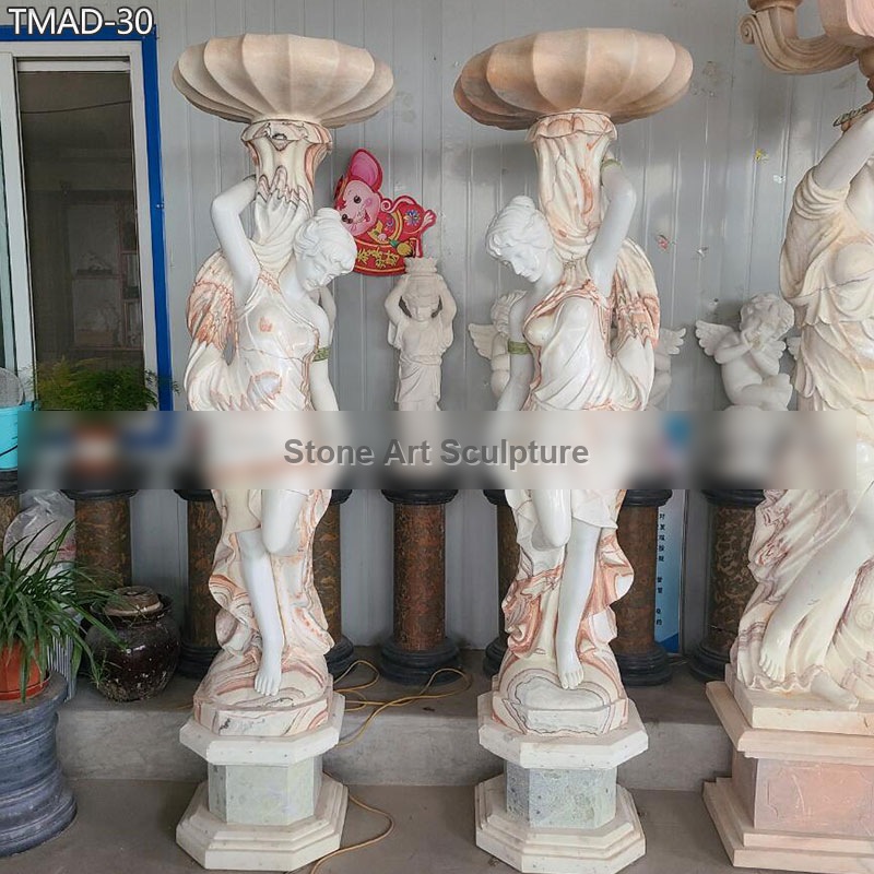 Marble Bench with Lion Statue for Garden detail image