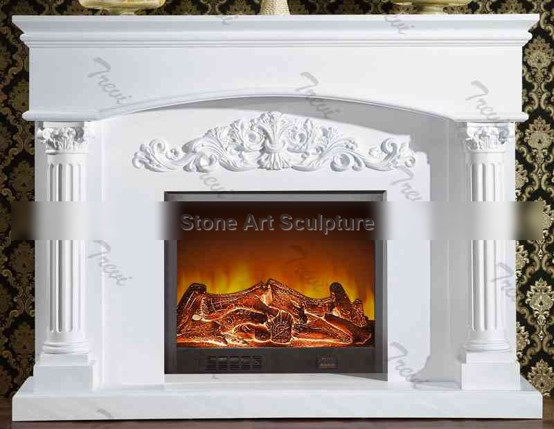 Where to Buy White Marble Fireplace Mantel from Factory MOKK-137 detail image