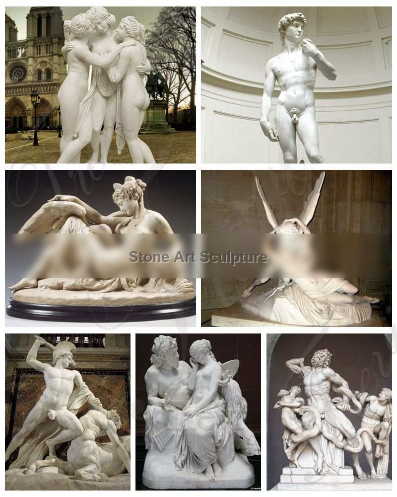 Wholesale White Marble Sculpture Psyche waking Cupid Garden Ornaments MOKK-239 detail image