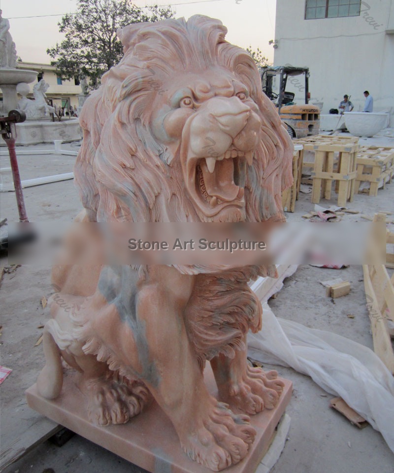 Outdoor garden roaring lion art sitting lion statues for lawn ornaments TMA-42 detail image
