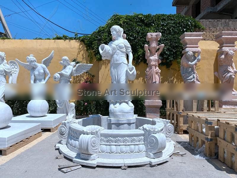 Marble Water Woman Fountain Outdoor Garden Decor for Sale MOKK-852 detail image