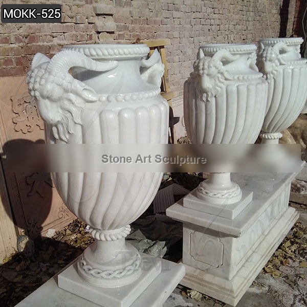Customize White Marble Planter Design for Garden or Indoor Decor MOKK-525
