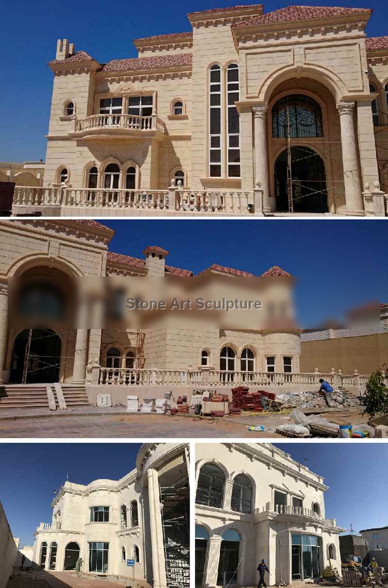 Custom Size Modern Arched Beige Marble Door Frame for sale MOKK-434 detail image