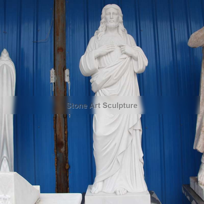 Large Sacred Heart Jesus Christ Religious Garden Marble Sculpture for Sale CHS-299 detail image