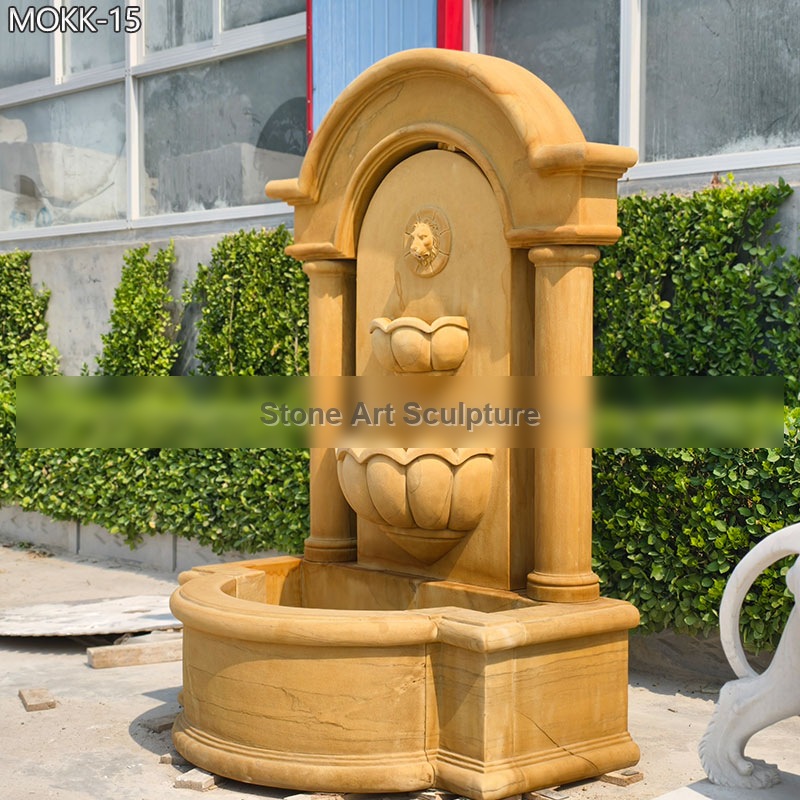 Antique Tall Stone Lion Head Wall Fountain for Garden detail image