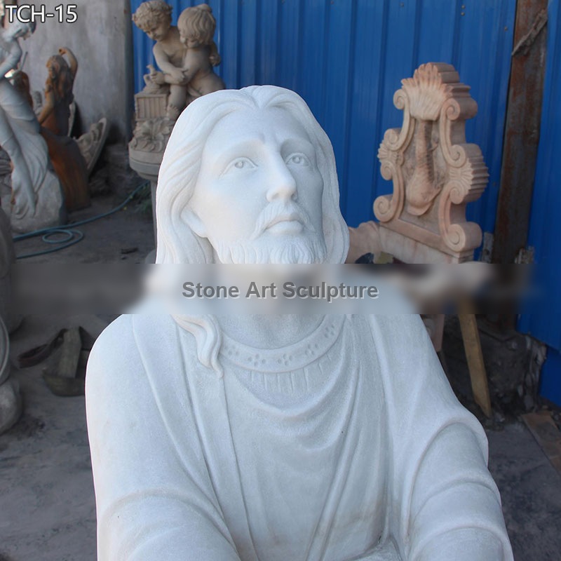 Life Size Christ Jesus Kneeling in Prayer at Garden Religious Statues Outdoor TCH-15 detail image