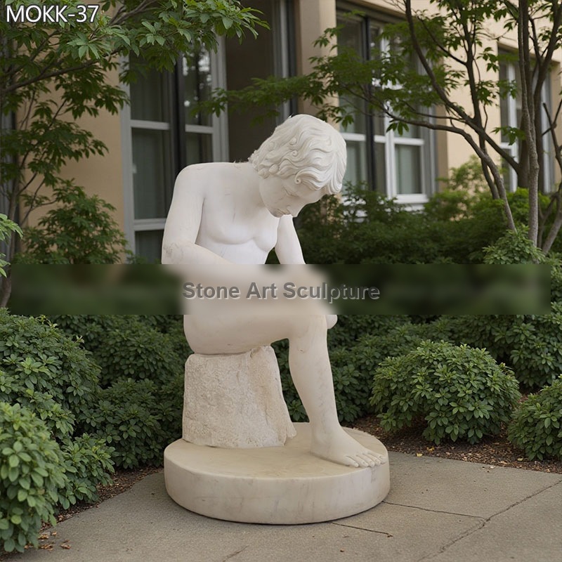 4 Feet Marble Boy with Thorn Statue for Sale