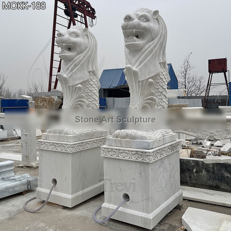 Marble Singapore Lion Fountain Garden Statues Merlion Art MOKK-188 detail image