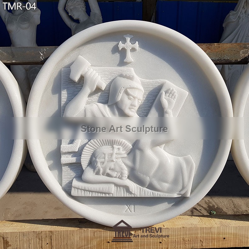 14 Stations of the Cross Plaques in Marble for Sale TMR-04 detail image