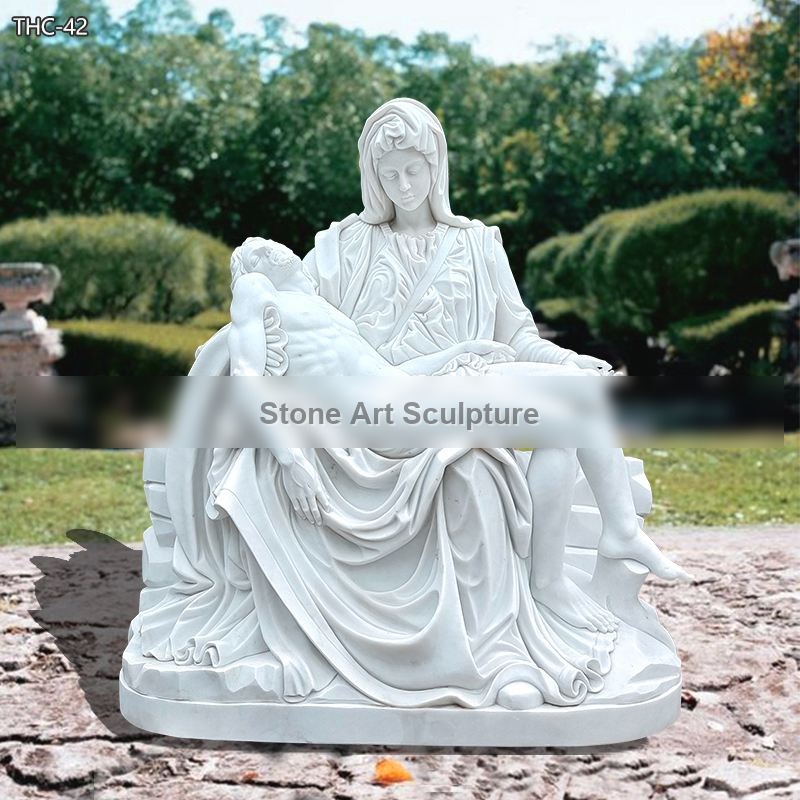 Church Religious Garden Marble Statue of Michelangelo’s Pieta on Sale TCH-42 detail image
