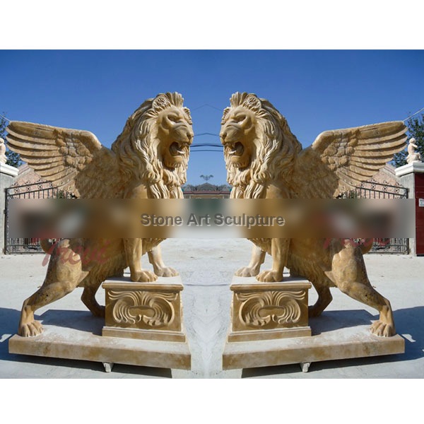 China Marble Decorative Lion Gargoyle Statues in Front of House for Sale TMA-10