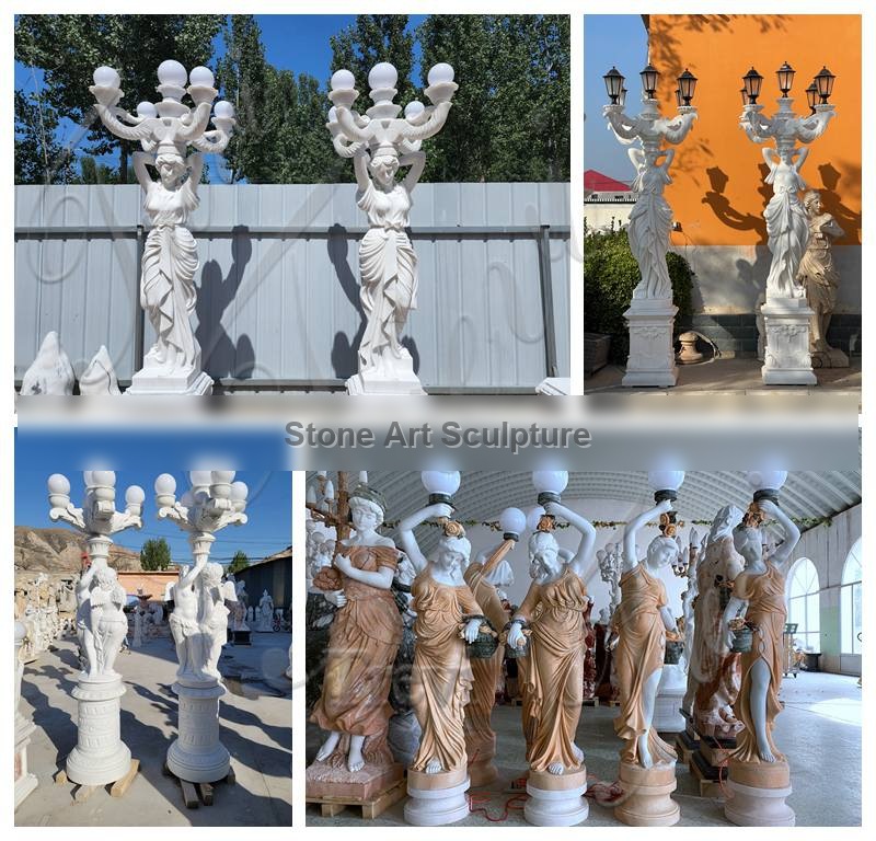 Exquisite Marble Angel Statue Lamp Factory Supplier TMAD-03 detail image