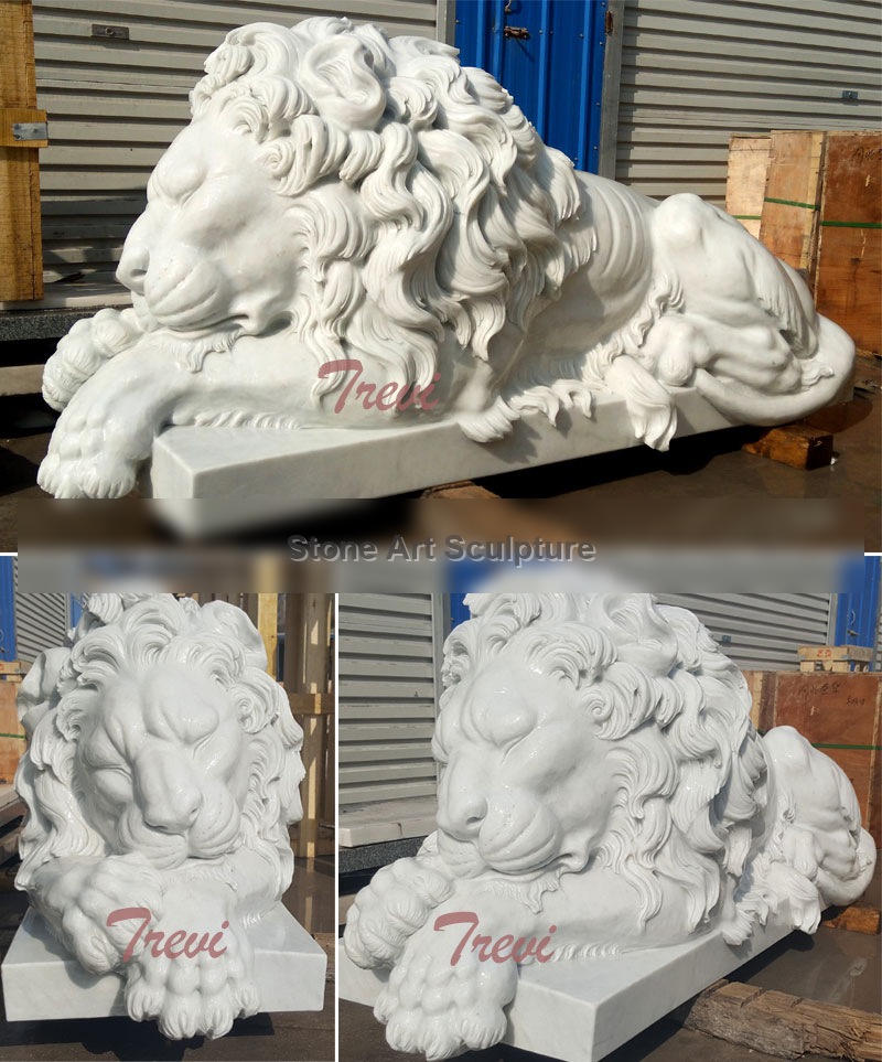Life Size Outdoor Marble Sleeping Lion Statue for Sale TMA-01 detail image