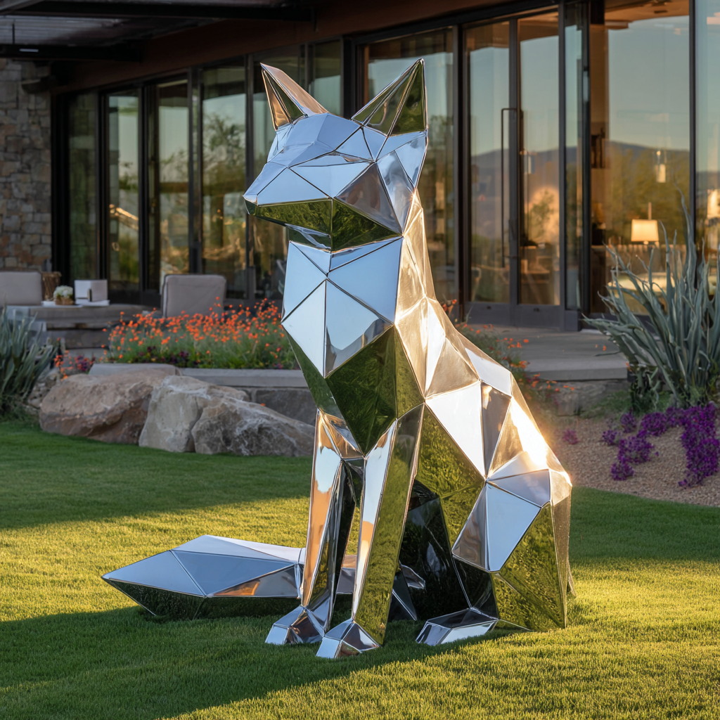 Stainless Steel Geometric Fox Sculpture SSD-131