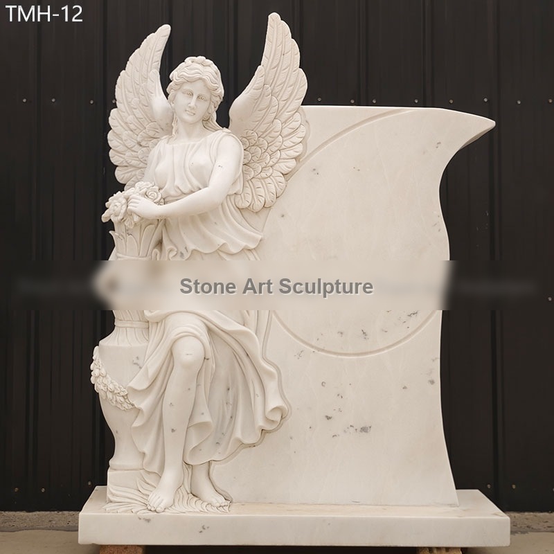Marble Standing Angel Headstone Monument detail image