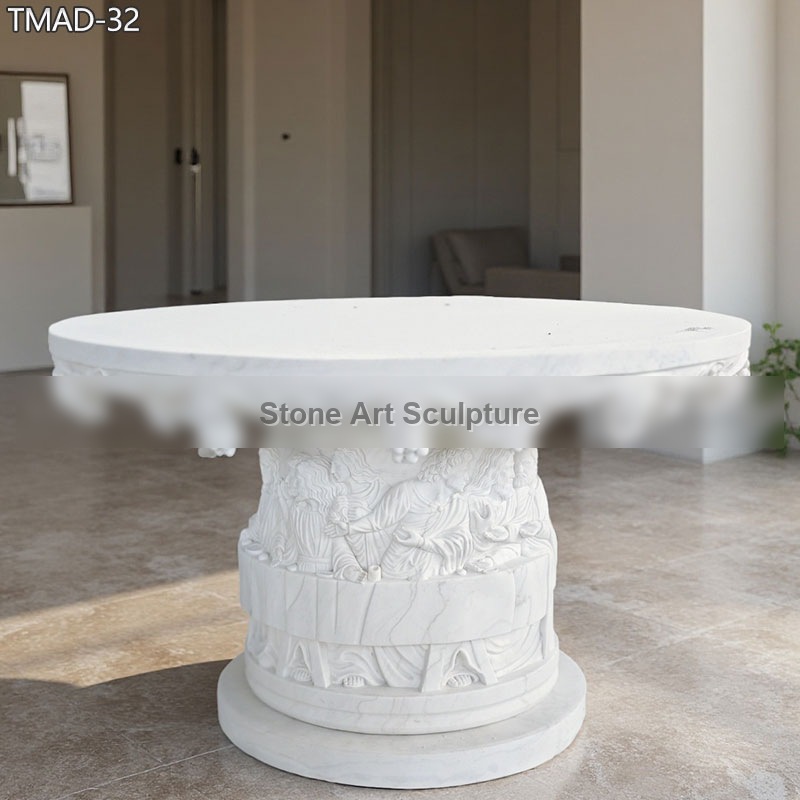 Carved Marble Table with the Last Supper Relief TMAD-32
