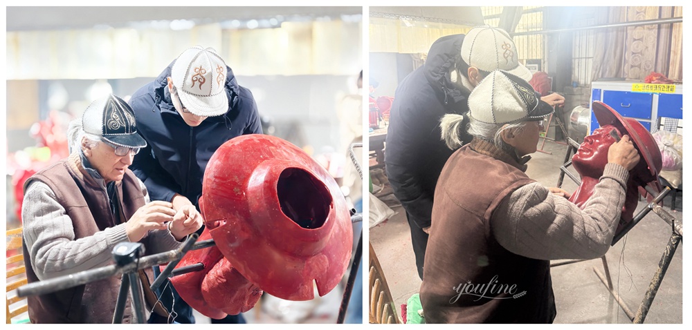 Bolat Muhamediev and His Grandson Refining the Wax Shell