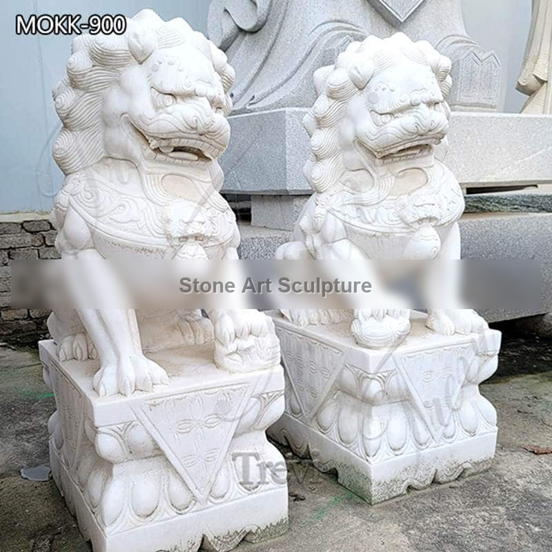 Large Standing Marble Lion Statues Outdoor Foo Dog Decor Suppliers MOKK-900