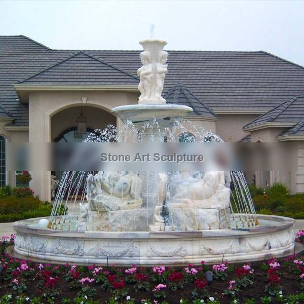 Outdoor Marble Water Fountain with Horse and Baby Statues for Backyard MOKK-174