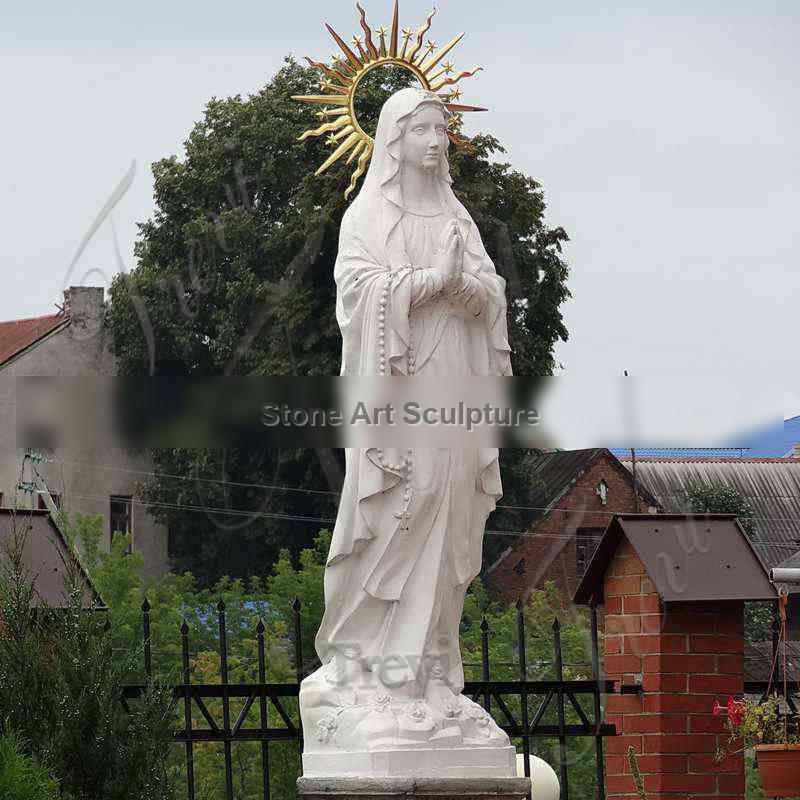 Marble Virgin Mary Outdoor Statue Antique Religious Art for Sale CHS-865 detail image