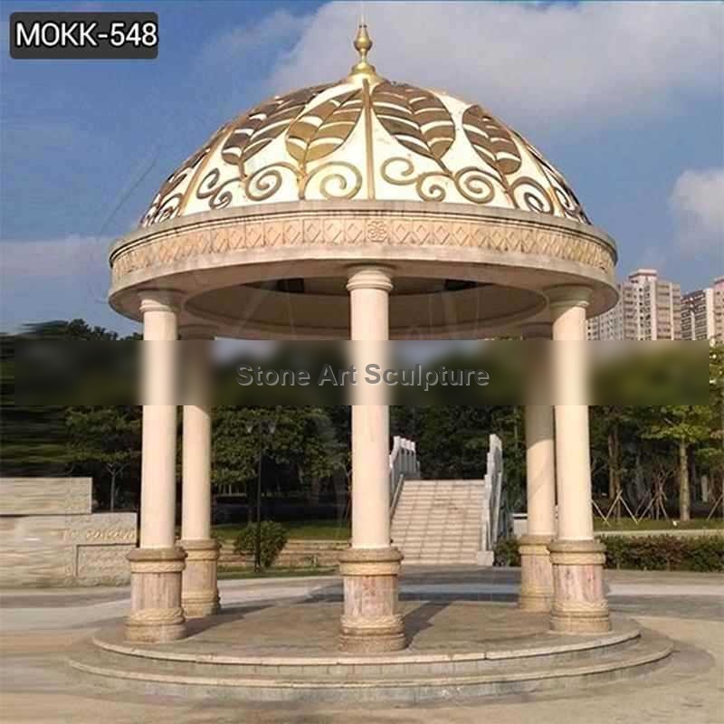 Large Cheap Outdoor Marble Round Gazebo with Top for Sale MOKK-548 detail image