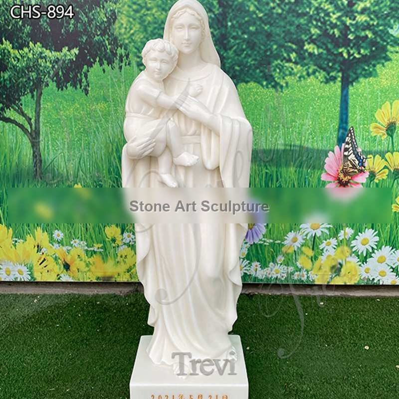 Life Size Marble Mary Holding Baby Jesus Statue Supplier CHS-894