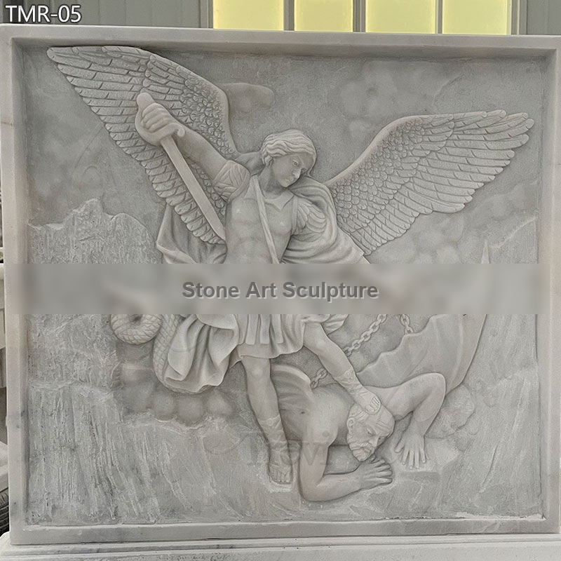 Marble St Michael Wall Art Relief Sculpture detail image