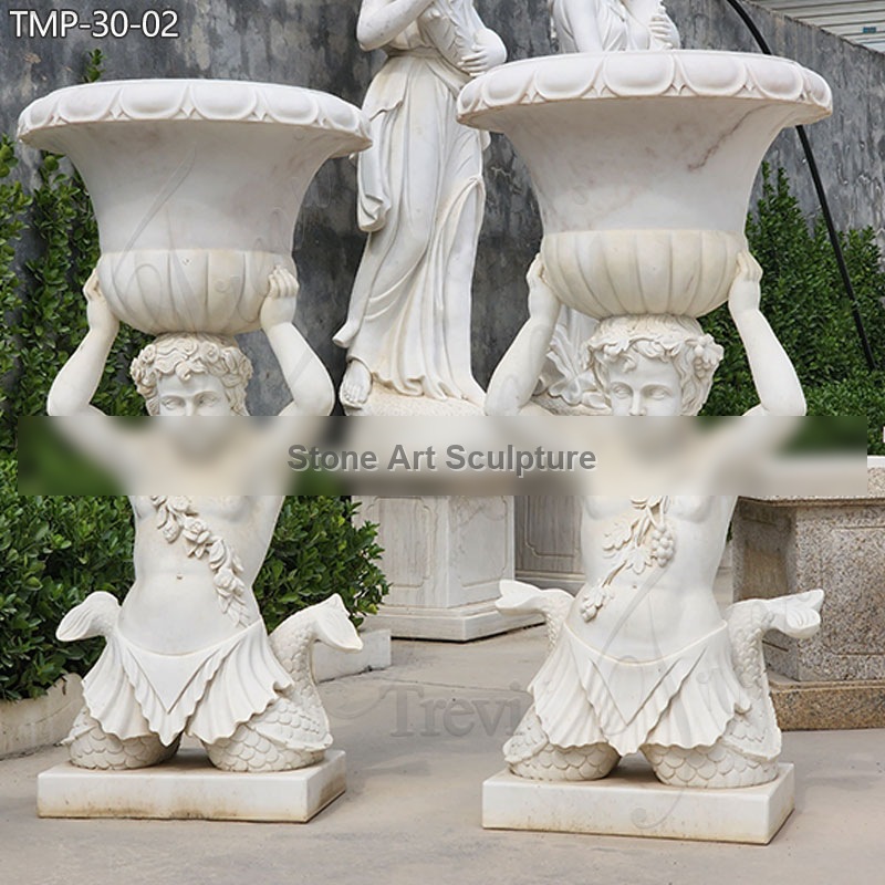 White Marble Planter with Angel Statue for Sale China Supplier detail image