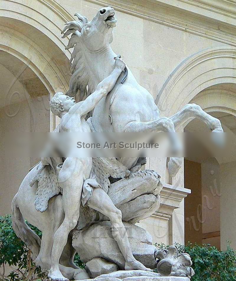 China Marble Marly Horses Statues Garden Decor for Sale MOKK-979 detail image