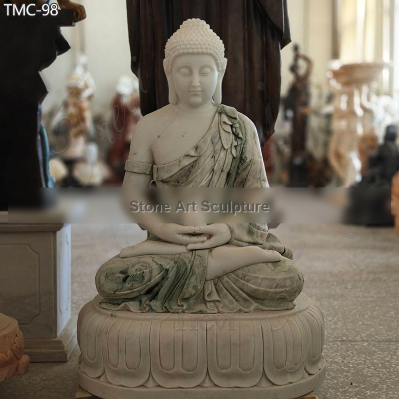 White Marble Buddha Head Bust for Sale detail image
