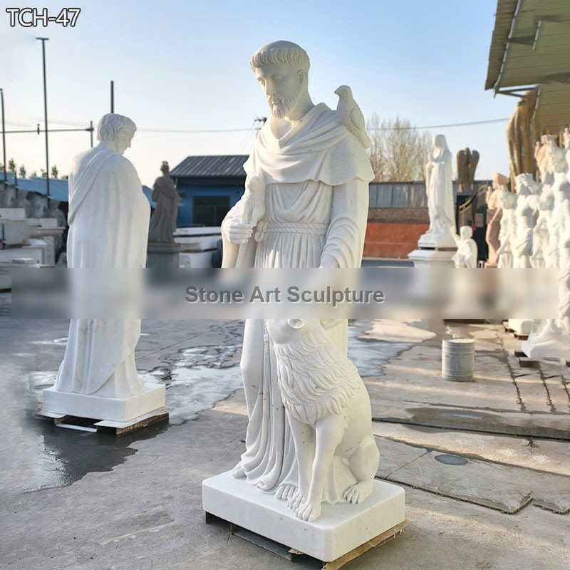 Outdoor St Francis Statue with Animals 6 Feet detail image