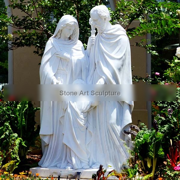 Catholic Holy Family Marble White Statues and Figurines for Garden Outdoor Decoration TCH-36