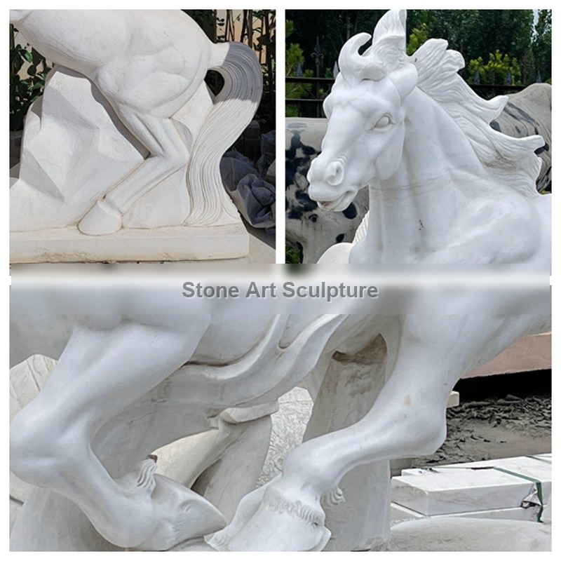 White Carving Marble Horse Statue Manufacturer TMA-103 detail image