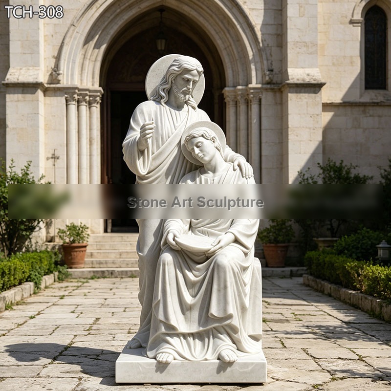 Religious Christ and Saint John the Evangelist Marble Statue