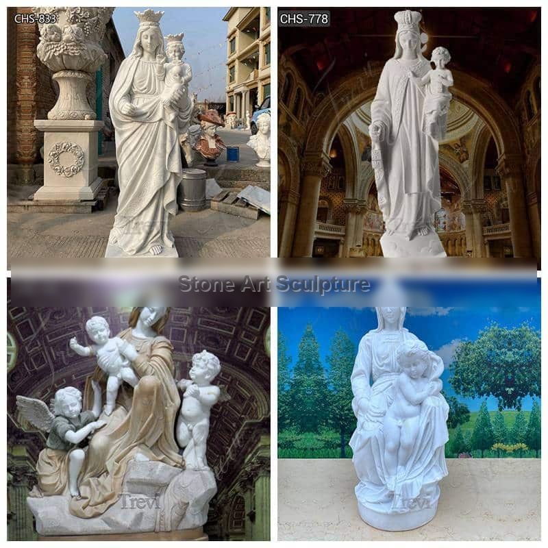 Life Size Marble Mary Holding Baby Jesus Statue Supplier CHS-894 detail image