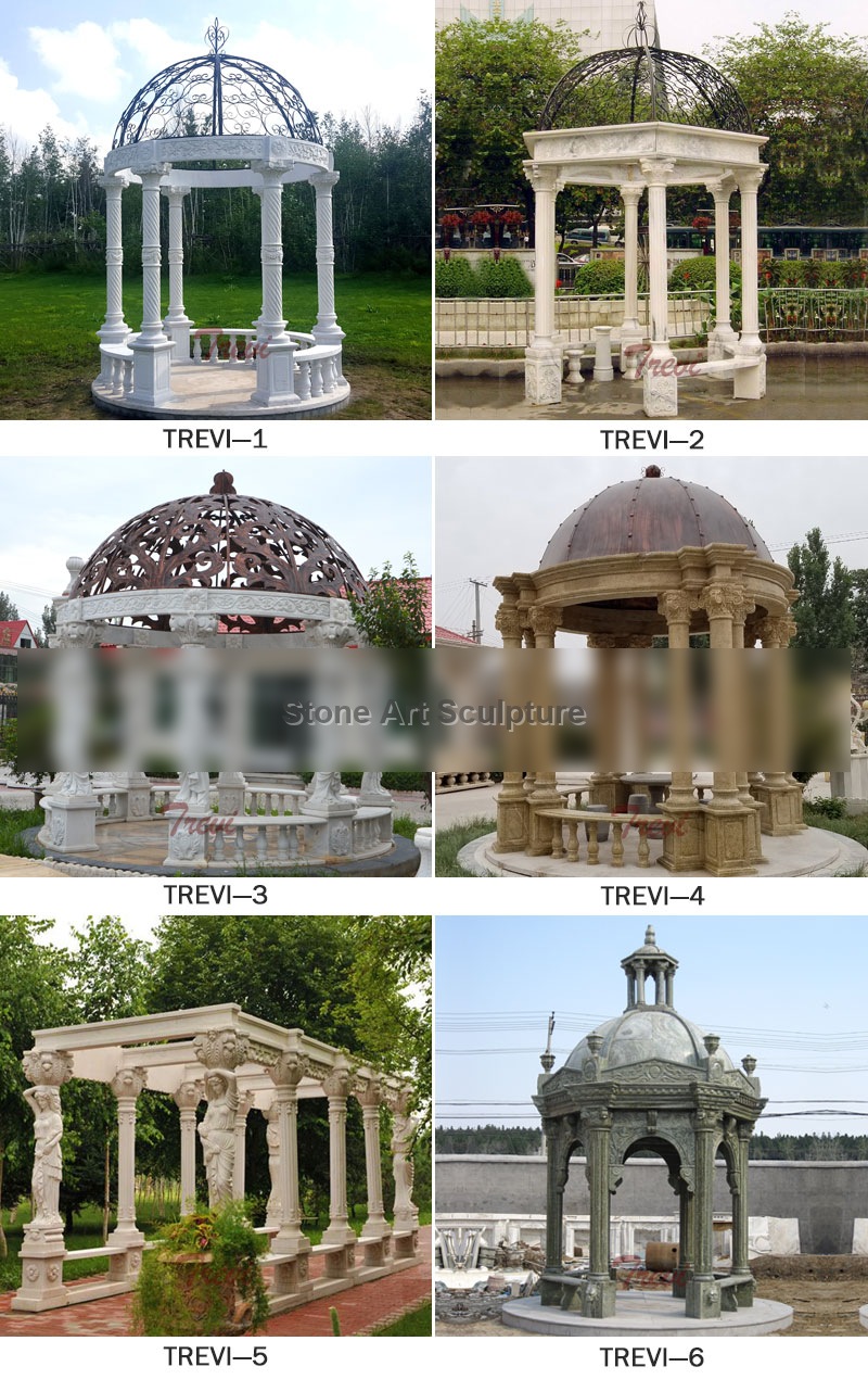 Hardtop White Marble Garden Gazebo with Pillars for Sales TMG-22 detail image