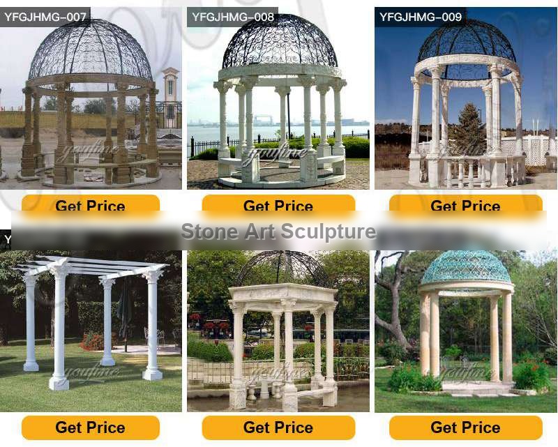 Vintage Grey Marble Gazebo Garden Decoration for Sale MOKK-808 detail image