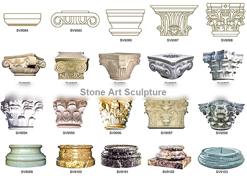 High Quality Hand Made Marble Front Porch Columns with Figure Statue for Sale MOKK-169 detail image