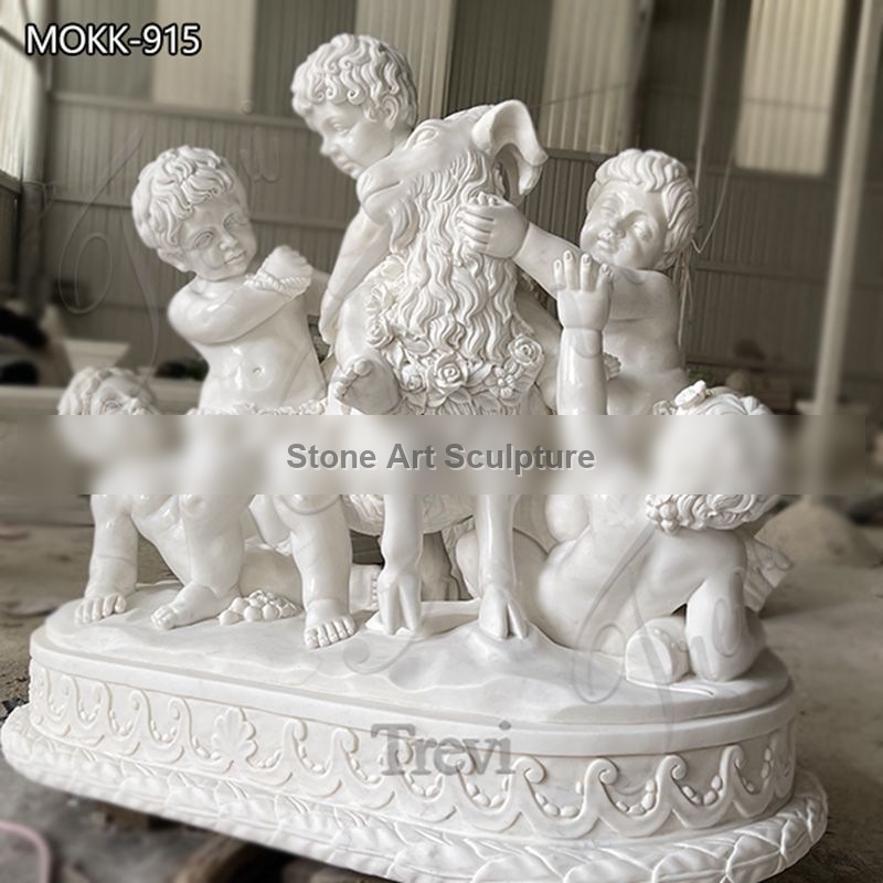 White Marble Group Children Garden Statue Hand-Carving Classical Art MOKK-915 detail image