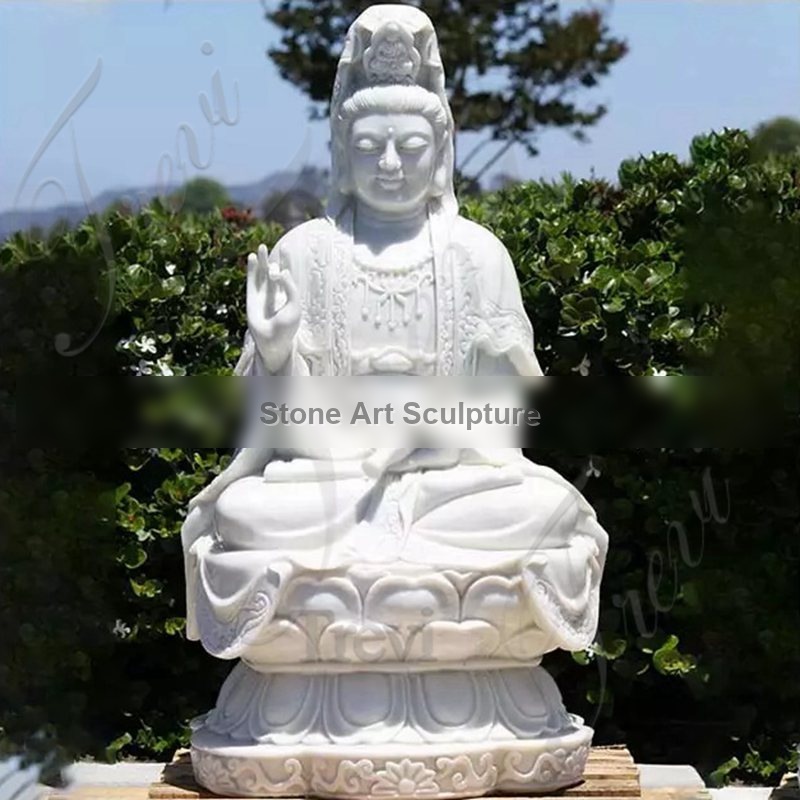 Hand Carved White Guanyin Marble Statue Supplier MOK1-125 detail image